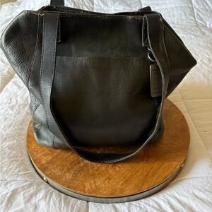 Sleek Black Leather Tote Bag